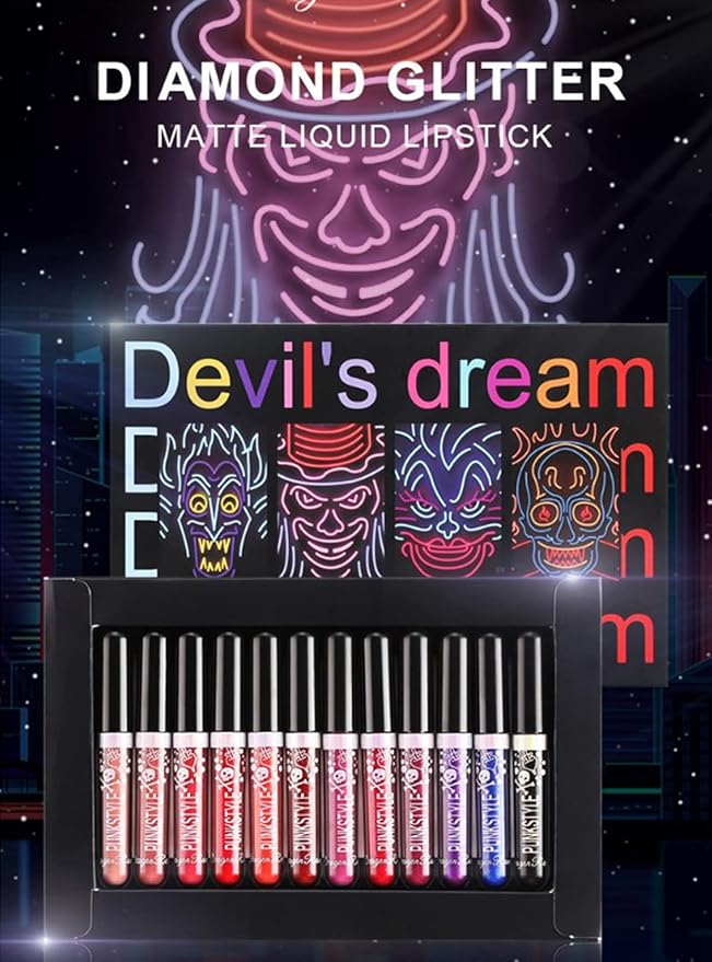 12Pcs Long-Lasting Matte Nude Lip Gloss Lipstick Lip Long-Lasting