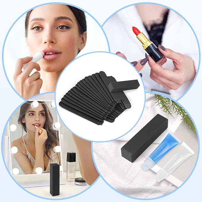 Cositina 100 Pack 0.78 * 0.78 * 3.34 inch Kraft Paper Lipstick Box Rectangle Lip Balm Kraft Boxes Essence Oil Bottle Packaging Organzier for Makeup Sample Tube Storage DIY Gifts - Black
