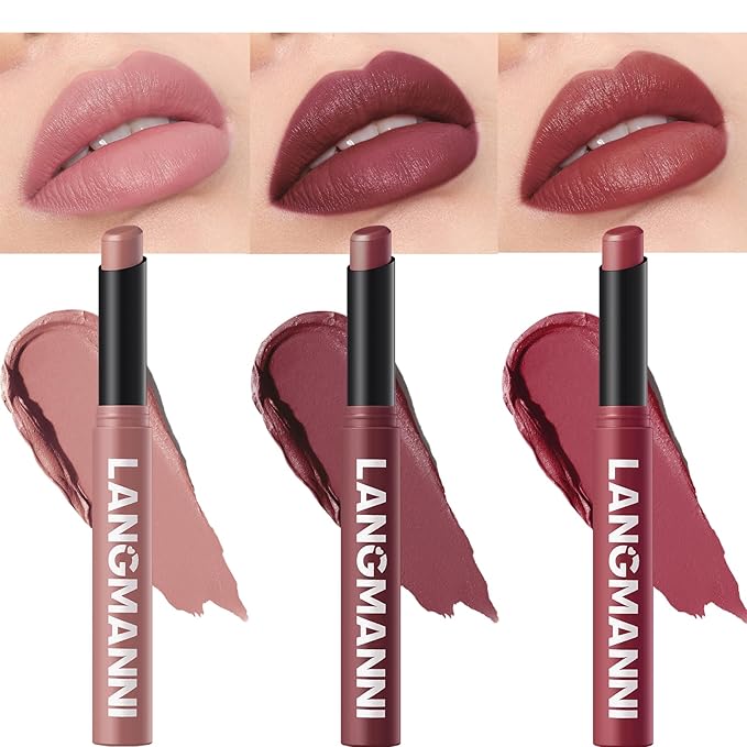 Jolilab 3 Pcs Velvet Matte Lipstick Nude Matte Lipstick