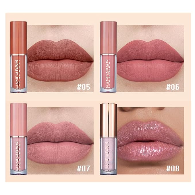 12Pcs Long-Lasting Matte Nude Lip Gloss Lipstick Lip Long-Lasting
