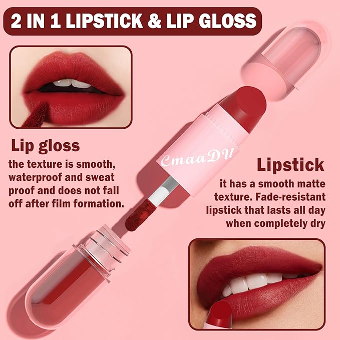 CAHIUYOA 2 In 1 Liquid Lipstick and Matte Beige