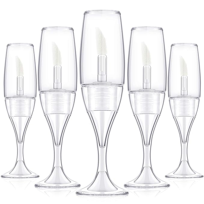 20 Pieces 8 ml/ 0.27 oz Lip Gloss Tubes Mini Wineglass Shaped Empty Lip Gloss Tube Lip Balm Containers Mini Refillable Bottles Lip Glaze Container with 2 Pieces Funnels for Women Girls (Transparent)