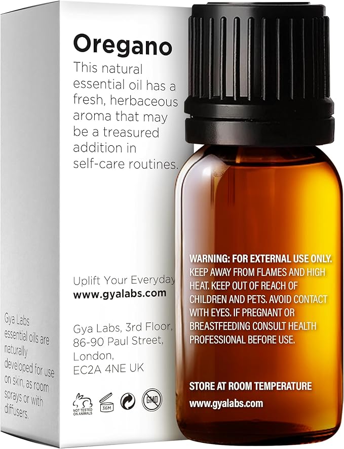 Gya Labs Oregano Essential Oil for Improved Self-Care - 0.34 Fl Oz - 100% Pure Natural Oregano Oil for Skin, Nails, Diffuser, Aromatherapy, DIY Candle Making - Fresh & Earthy Scent