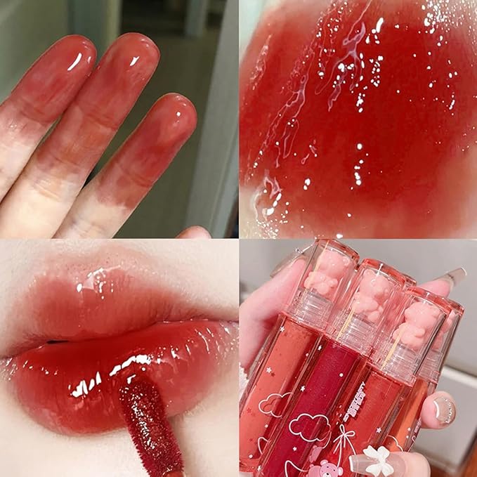 Yasovigi 6pcs Jelly Lip Gloss Bear Lip Stain Yasovigi