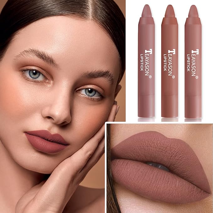 1PCS Nude Matte Lipstick Lip Crayon Lipstick Waterproof Long