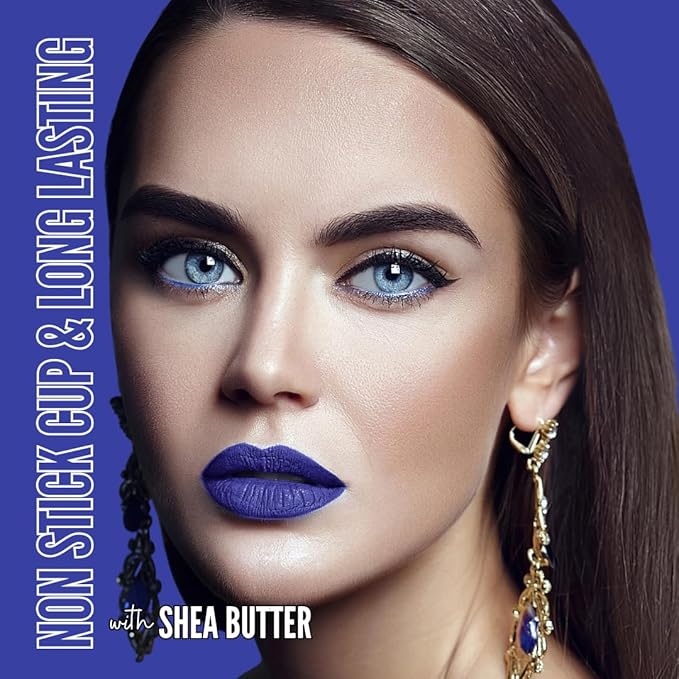 Mynena Blue Long-Lasting Matte Liquid Lipstick | Intense Color, Smudge-Proof & Waterproof | Comfortable, Hydrating Shea Butter | Vegan & Cruelty-Free | Mavi