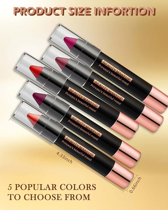 Metallic Diamond Glitter Matte Lipstick Crayon Pencil, Long Glitter