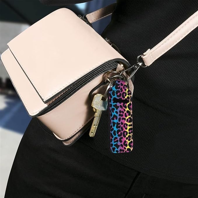 Chapstick Holder Rainbow Leopard Pattern Lip