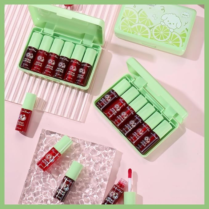 6 Colors Lip Tint Stain Set, Korean Lip Tint Moisturizing Mini Liquid Lipstick, Plumping Lip Gloss Lip Balm Tinted, Long Lasting Waterproof Lip Stain