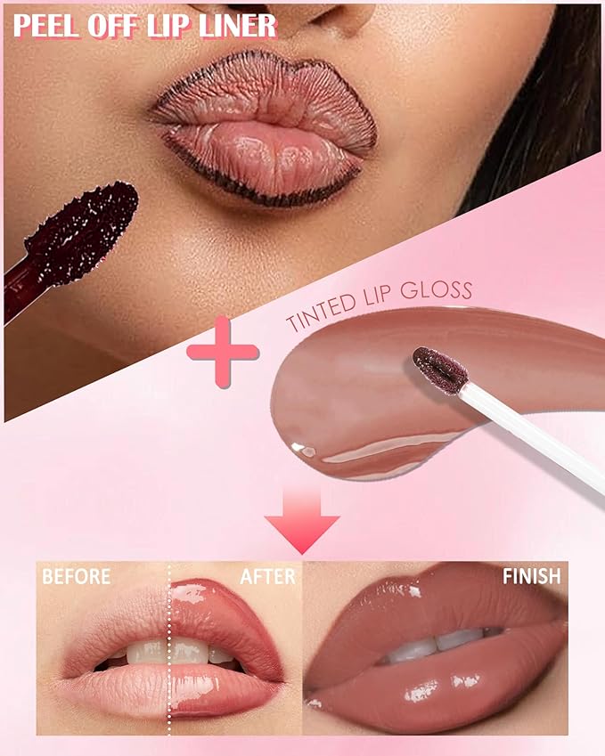 Brown Peel Off Lip Liner Stain & Brown Lip