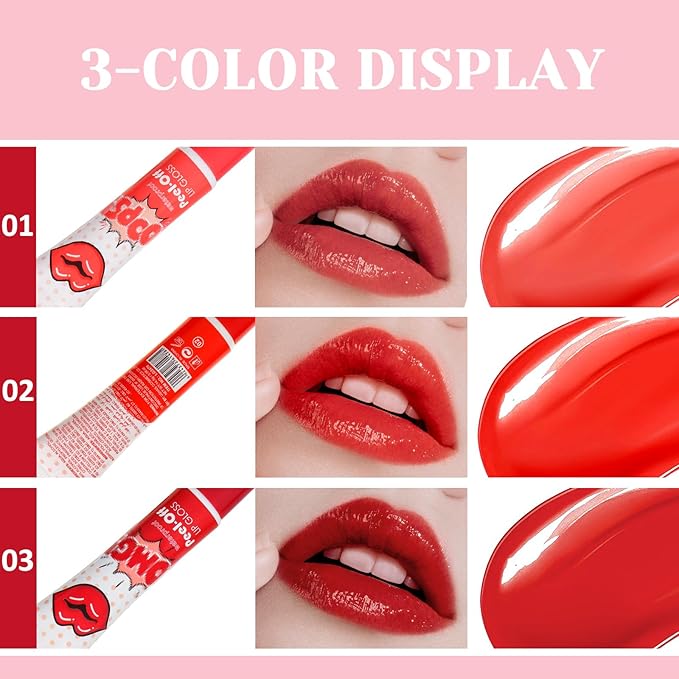 3 Colors Sexy Colors Lip Gloss Sets Waterproof Gloss