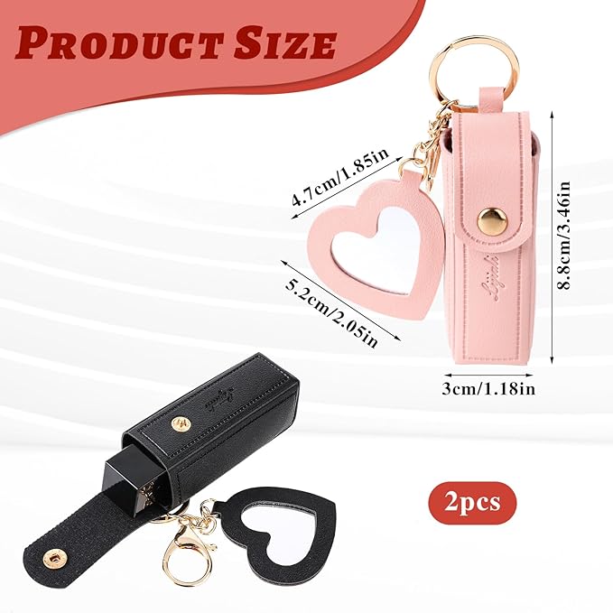 2 PCS Lipstick Holder Keychain Chapstick Holder Lip Keyring
