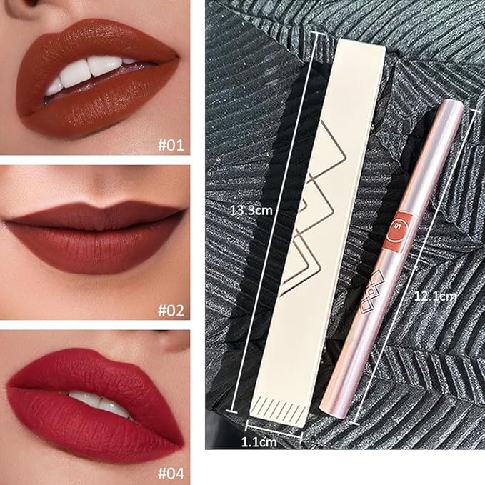 3pcs Matte Red Lip Liner Pencil Cream Retractable Recharge