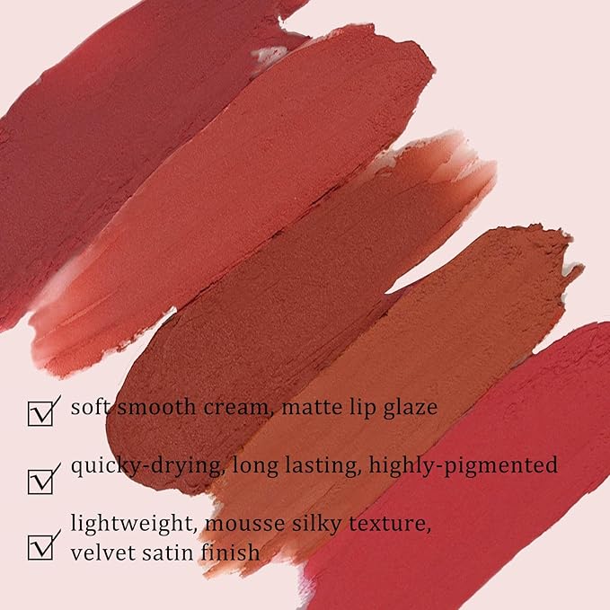 Boobeen Soft Matte Velvet Lip Glaze Liquid Lipstick Glaze