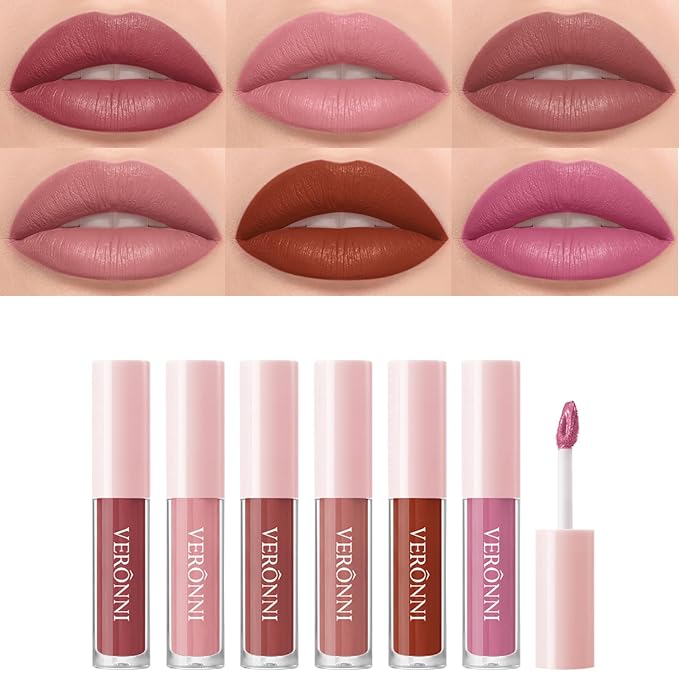 6Pcs Matte Liquid Lipstick Set,Long-Lasting Wear Non-Stick Cup Set,Long-Lasting