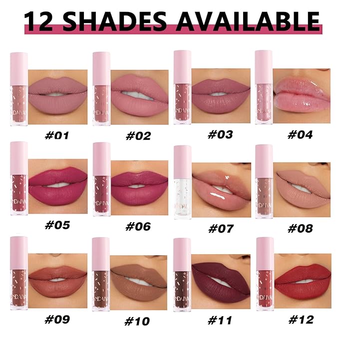 12 Colors Book Style Lip Gloss Velvet Matte Gloss