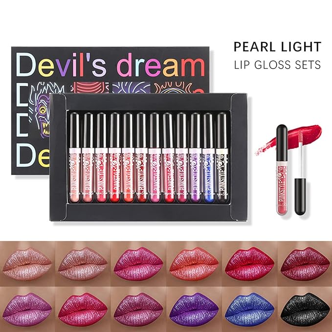12Pcs Long-Lasting Matte Nude Lip Gloss Lipstick Lip Long-Lasting