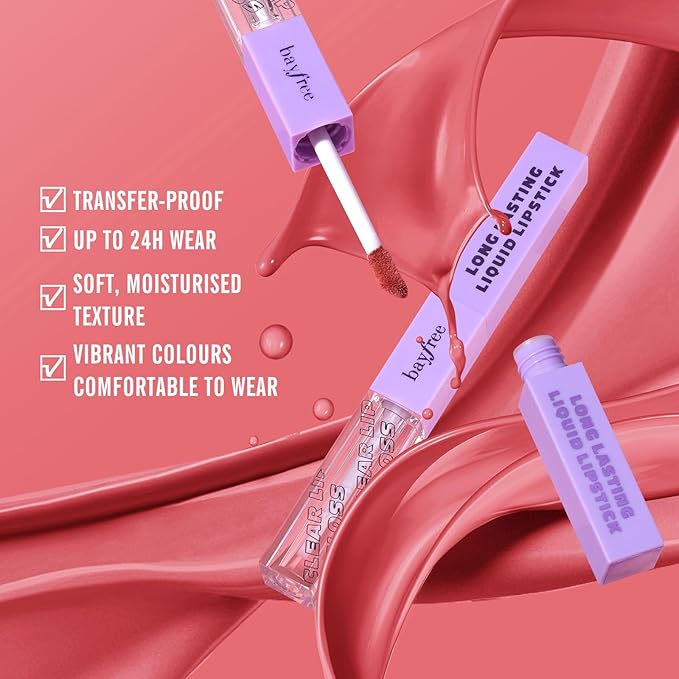 Long Lasting Liquid Lipstick with Clear Lip Gloss Long