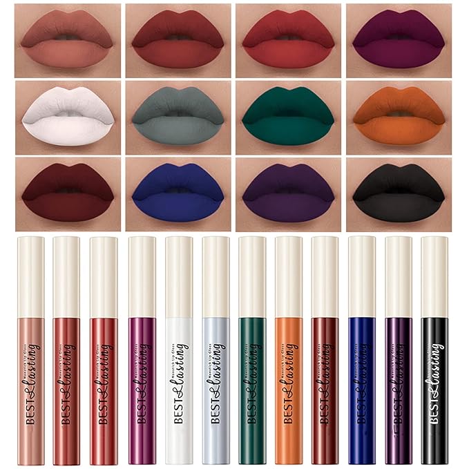 MAEPEOR Matte Liquid Lipstick Set 12PCS Smooth Creamy Long-Lasting