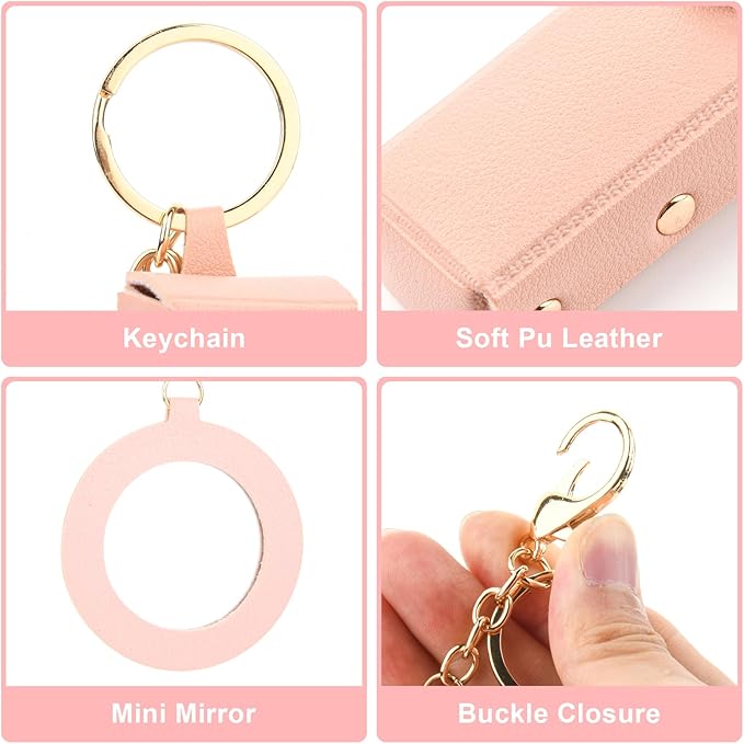 Lipstick Organizer Keychain Chapstick Case with Mirror Organizer