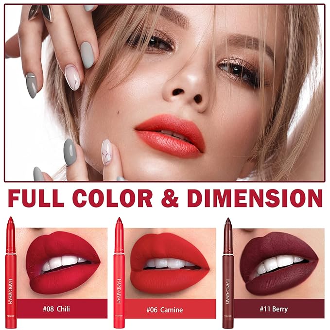 3 Colors Crayon Matte Lipstick Set Velvet Nude lipstick Lip Gloss Matte Waterproof Long Lasting Lipstick for Women Everyday Lip Makeup Lip Stain-Set B