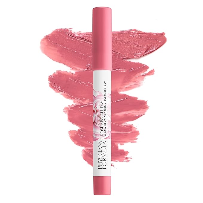 Physicians Formula Rosé Kiss All Day Glossy Lipstick Lip Color Makeup, Pink Blind Date | Dermatologist Tested, Clinicially Tested