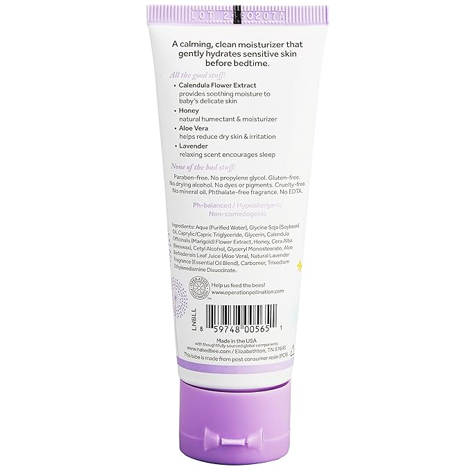 Lil Naked Bee Baby Lotion for Kids (2.5oz) Lavender Lullaby Cheeks to Cheeks Face & Body Lotion for Hydrating & Moisturizing Skin