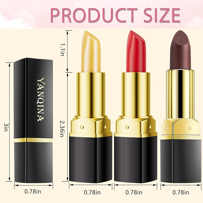 Jeffbaubl 3 Pcs Lip Balm Lipstick, YACAISI Color Changing