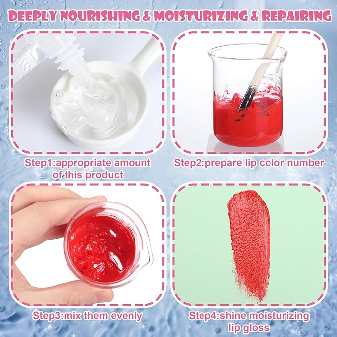 6 Pcs 100ml Lip Gloss Base Clear Lip Balm Base Moisturize Lip Gloss Base for DIY Lip Gloss Making Kit Makeup Gift Kits for Women Oil Material Makeup Lipstick Primer for Handmade Lip Balms