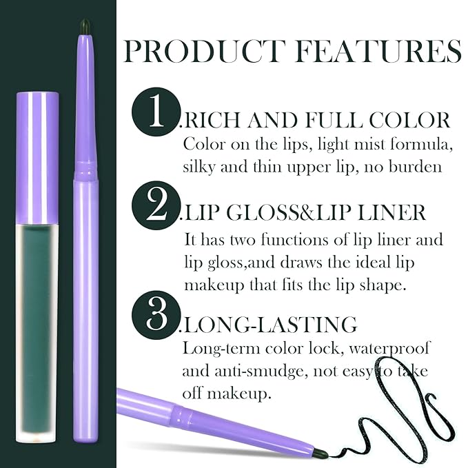 DAGEDA Matte Liquid Lipstick, 2Pcs Lip Liner DAGEDA