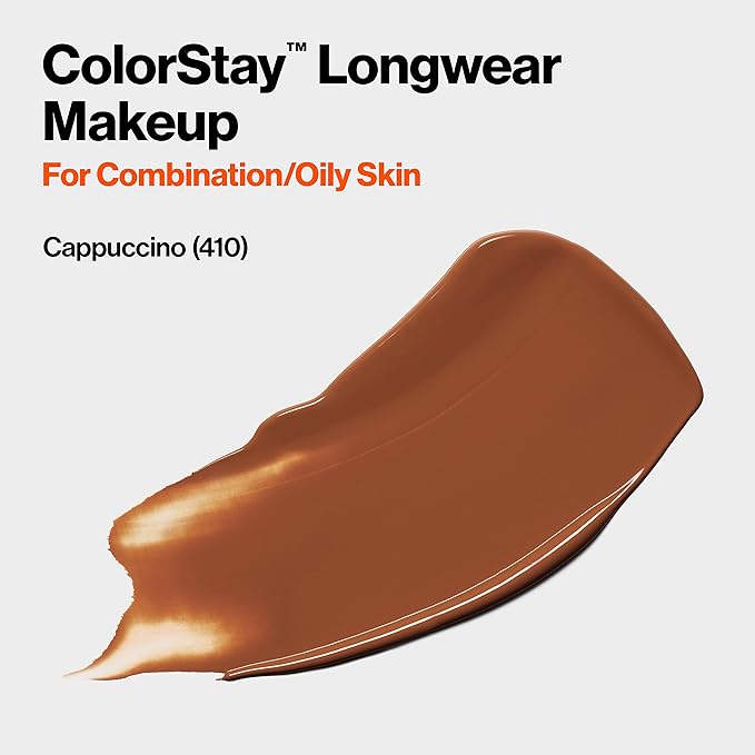 Revlon Liquid Foundation, ColorStay Face Makeup for Combination Cappuccino (410), 1.0 oz
