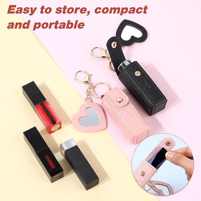 2 PCS Lipstick Holder Keychain Chapstick Holder Lip Keyring