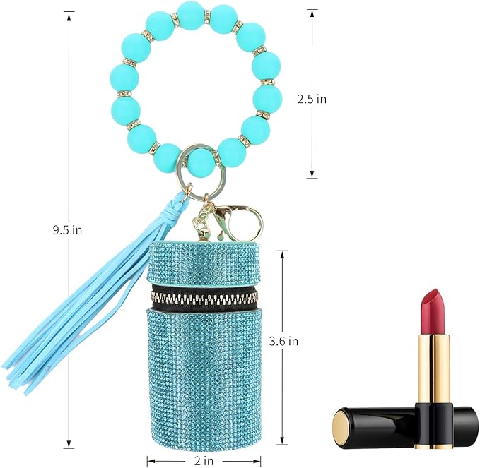 Lipstick Keychain, Leather Diamond Lip Gloss Holder, Stylish Gloss
