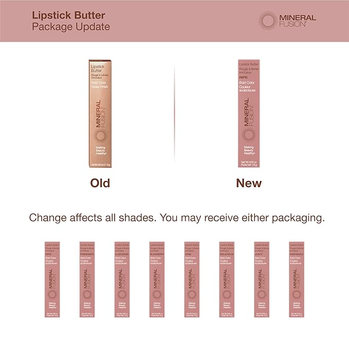 Mineral Fusion Lipstick Butter, Luscious, 0.06 Ounce