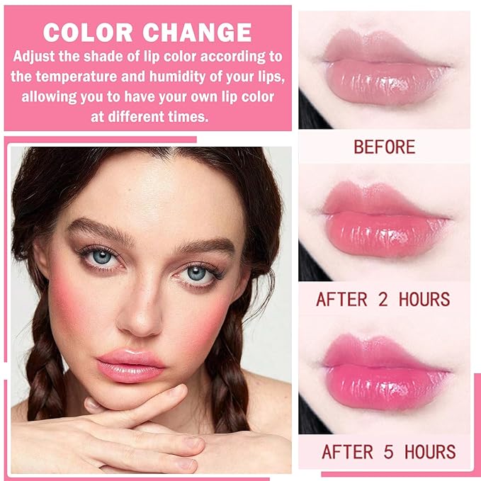 AWCCXMYM 3Pcs Color Changing Lipstick Lip Oil Glow Changing