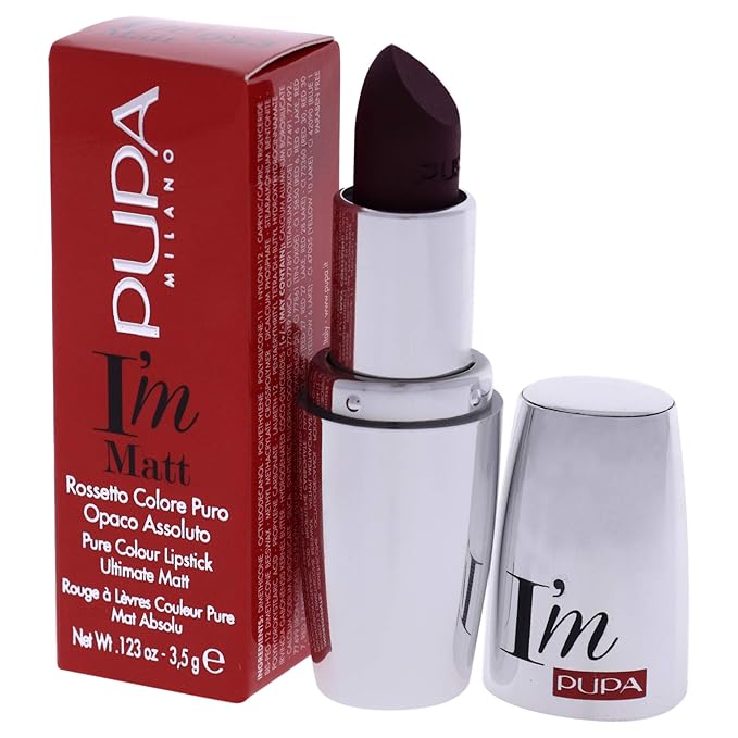 Pupa Milano I Am Matt Pure Colour Lipstick - Dresses Lips In Full, Deep Color - Matte, Velvety And Extremely Sensory Feel - Glides On Without Weighing Lips Down - 053 Dangerous Violet - 0.123 OZ