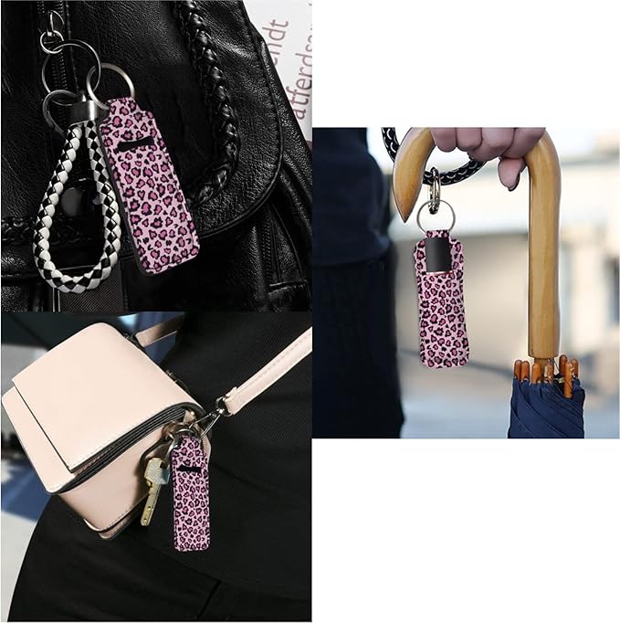 Horeset Lipstick Holder Keychains Peach Pattern Women's Lip Ring