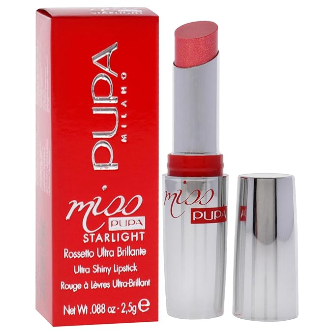 Pupa Milano Miss Milano Starlight Ultra-Shiny Lipstick - Semi-Transparent Color And Micro Pearls - Balmy Texture - Extraordinary Radiance - Blends Gently On Lips - 705 Divine Diana - 0.88 Oz