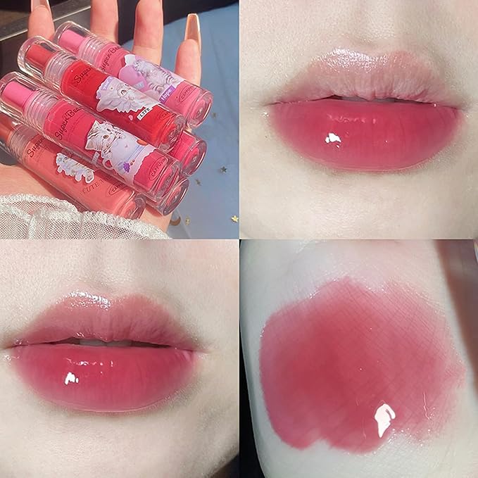 6 Colors Tinted Lip Glaze Watery Lip Gloss, Glaze