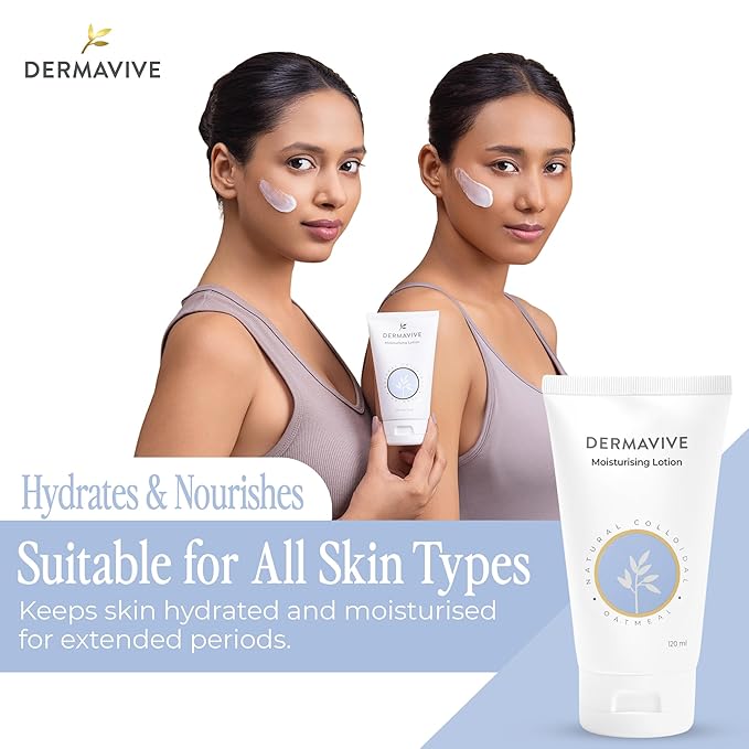 Vitamin E & Colloidal Oatmeal Moisturizing Face & Body Lotion - Hydrating pH-Balanced Moisturizer for Dry Skin - Suitable for Kids, Teens & Adults, 120ml (4.05 fl oz)