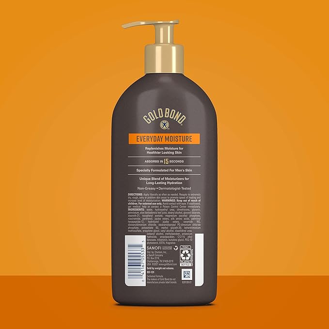 Gold Bond Men's Essentials Everyday Moisture Daily Body & Hand Lotion, 14.5 oz., With Vitamin C