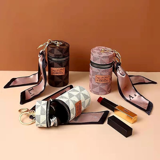 2Pcs Lipstick Organizer, Luxury Leather Lip Gloss Bag, Organizer,