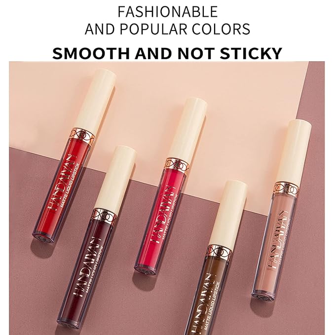 Matte Liquid Lipstick Sets, 6 Nude Colors Non-stick Gloss,