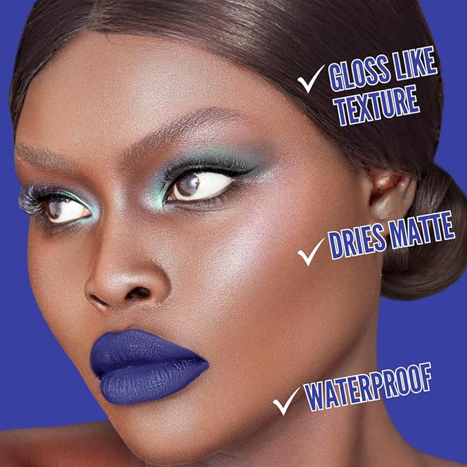 Mynena Blue Long-Lasting Matte Liquid Lipstick | Intense Color, Smudge-Proof & Waterproof | Comfortable, Hydrating Shea Butter | Vegan & Cruelty-Free | Mavi