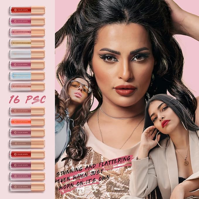 Color Nymph 16 PCS Lip Glosses Collection, Shimmery