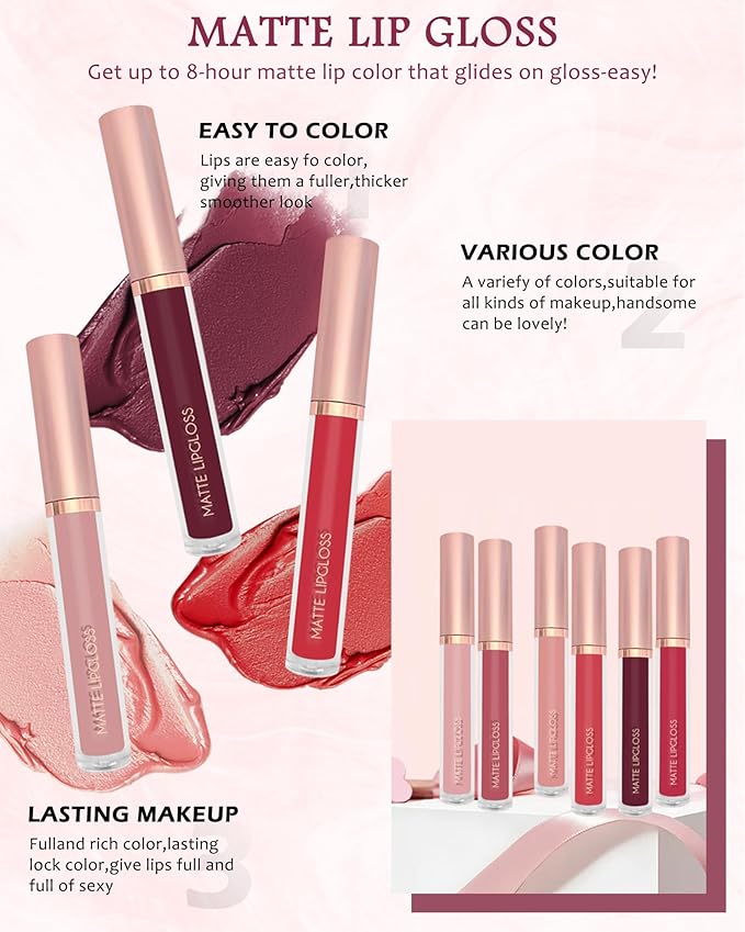 3Pcs Matte Liquid Lipstick Set, High Pigmented Lip High