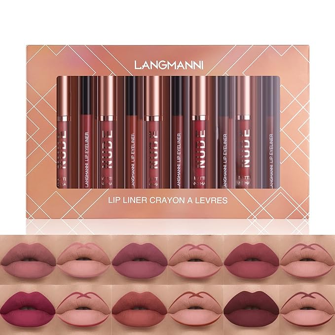 LANGMANNI 6 Matte Lipstick with ipliners Durable Makeup Lipstick 6 L