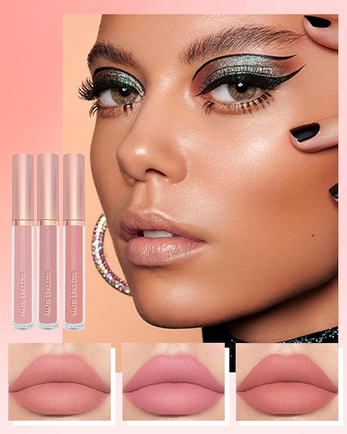3Pcs Matte Liquid Lipstick Set, High Pigmented Lip High