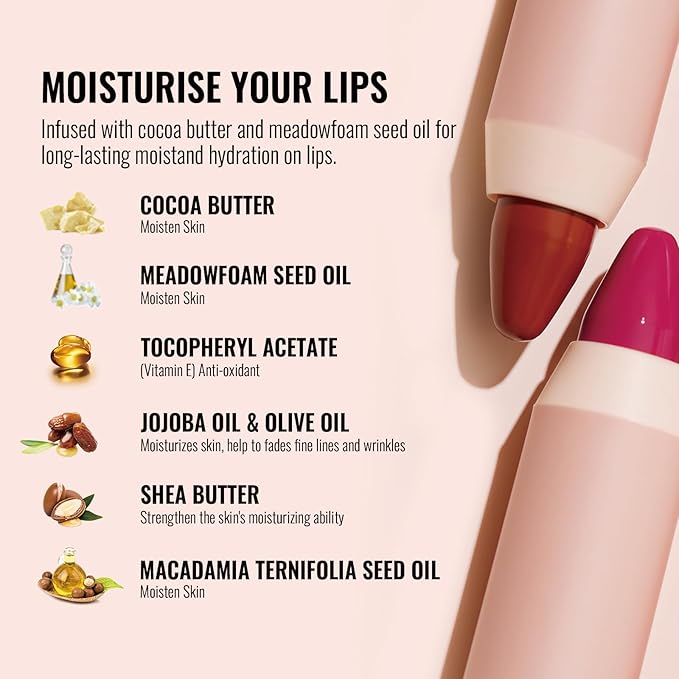 Oulac Pink Nude Lipstick - Moisturizing Lipstick Tinte 48g