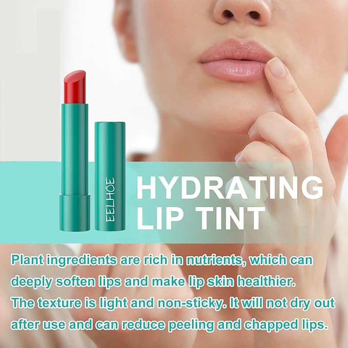 Lip Tint Hydrating, Sheer Strength Hydrating Lip Tint, Tinted Lip Balm Powerful Moisturizing Water Lipstick, Non-Sticky & Long Lasting (#Muted Rose)